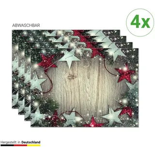 CoverYourDesk, Tischset, Tischset Weihnachtssterne in rot und silber