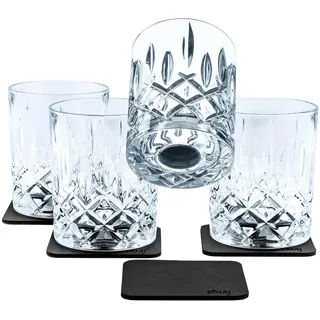 silwy® Magnet-Kristallgläser Whisky 4er Set inkl. vier wiederverwendbaren Metall-Nano-Gel-Pads - rutschfeste Magnetgläser für Camping, Caravaning und Boating