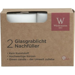 Wiedemann, Kerzen, Nachfüller 2er Set für Glasgrablicht weiß (2 Stk.)