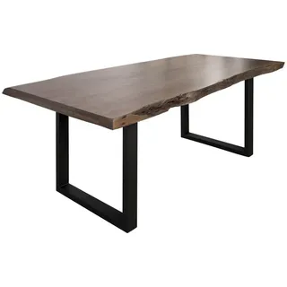 MASSIVMOEBEL24.DE Baumtisch 200 x 77 x 100 cm grau