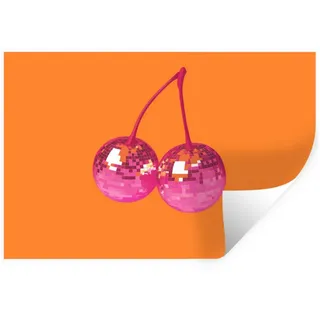 MuchoWow Wandsticker Discokugeln - Kirsche - Spiegel - Rosa (1 St), Wanddeko, Aufkleber, Wandtattoo, 90x60 cm 90 cm x 60 cm x 0.1 cm