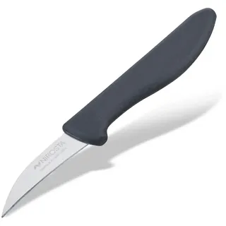 Nirosta Schälmesser – Professionelles Obst- und Gemüsemesser mit ergonomischem Griff und gebogener Edelstahlklinge, 16 cm, Grau-Schwarz