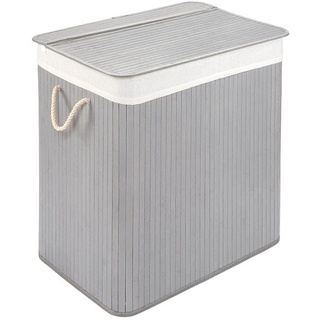 PANA ECO Bambus Wäschekorb mit Deckel • Wäschebox Holz Wäschesack • Faltbarer Wäschesammler • Badezimmer Wäschetruhe • 100% Bambus • Farbe: Grau • Größe: 72L (40 x 30 x 60 cm)