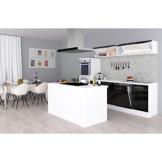 Küche Küchenzeile Inselküche Weiß Schwarz Amanda 280 cm Respekta Premium