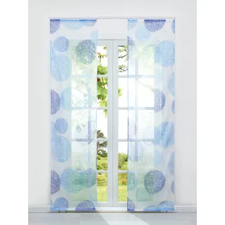 HeichkelL Voile Schiebegardine 2er Set Flächenvorhänge mit Klettband Schiebevorhang für Schienensystem inkl. Klettband und Beschwerungsstangen Fertiggardinen Raumteiler BxH 57x145 cm Blau