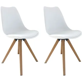 Esszimmerstuhl BYLIVING "Kira" Stühle Gr. B/H/T: 48 cm x 86 cm x 56 cm, 2 St., Kunstleder, Metall, weiß (weiß, eiche optik) Küchenstühle Sitzschale mit Sitzkissen, in verschiedenen Farben