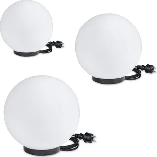 Kugelleuchten 3er Set 20/30/40cm weiß E27 inkl.3m Anschlußkabel Kugellampen Terrassenleuchte - Weiß