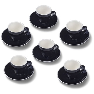 Terra Home Espressotasse extra dickwandiges Espressotassen-Set, Schwarz glossy 90ml, Porzellan, Spülmaschinen und Mikrowellen geeignet 6er Set schwarz
