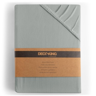 DecoKing Spannbettlaken 180x200 200x200 cm 100% gekämmte Baumwolle Grau Stahl Spannbetttücher Jersey Boxspringbett Amber 180 x 200 200 x 200