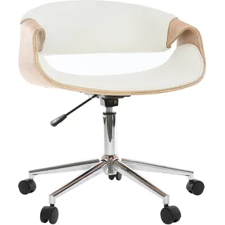 Design-Bürosessel ARAMIS, weißes PU/helles Holz