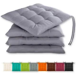 Gräfenstayn Stuhlkissen Sitzkissen 40x40cm Haltebänder Indoor Outdoor, robustes Sitzkissen für Indoor & Outdoor, mit Haltebändern grau