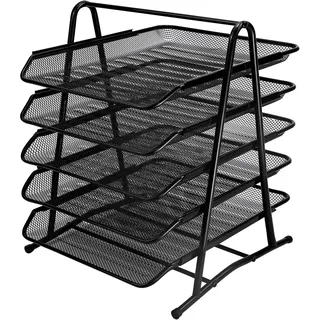 Dokumentenablage Aus Metall 5 Fächer Briefablage Organizer, Mesh Design Schreibtischablage, Schreibtisch Organizer Schwarz Schreibtisch Dokument Brief Ablage für Zuhause Büro Schreibtischablage