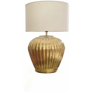 LOBERON Tischlampe Fauville, gold/creme | Pure Eleganz - Lampenfuß mit Rillenstruktur - Tischleuchte - Wohnaccessoires - Baumwolle - Aluminium