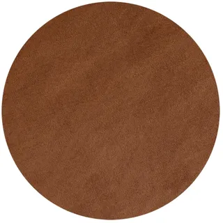 Teppich Waschbar Uni Modern Esszimmer Flur Rund Braun 160x160 cm OEKO-TEX Fußbodenheizung geeignet Gekettelt – LECH von Kadima Design