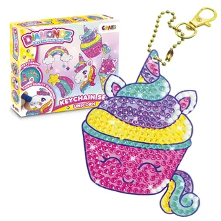 DIAMONDZ CRYSTAL PAINTING Keychains Set Unicorn - DIY Diamond Painting Schlüsselanhänger Bastelset, Diamant Malerei Kinder 5x Schablonen & Zubehör
