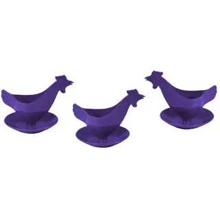 Sonja PLASTIC Eierbecher Huhn in Hellen Farben 3er Set lila, Hühnereierbecher