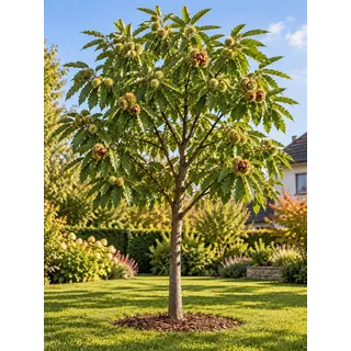 Esskastanie 100–120 cm – Castanea sativa Edelkastanie, winterharter Maronenbaum mit essbaren Früchten, langlebiger Obstbaum und Schattenspender für den Garten