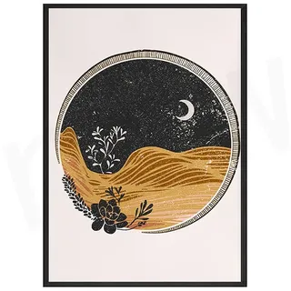 Boho abstrakt verbrannt orange vintage leinwand malerei berg sonnenuntergang wandkunst bilder landschaft poster für wohnzimmer dekor(Color:B,Size:40x60cm No Frame)