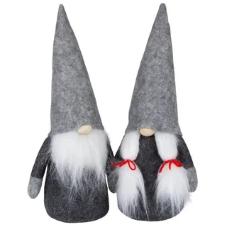 Christmas Paradise Weihnachtsfigur sitzender Wichtel 20cm (28cm) (Weihnachtswichtel, 2 St., im Set), Gnom Pärchen, 2 Designs Mann und Frau, Weihnachtsdeko Grau grau