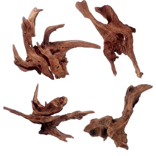 LMJOPYQ 4 Stück Aquarium Wurzel Echtholz Set, Treibholz Dekoration für Aquarien, Natürliche Holzstruktur mit Zwei 5-10 cm und Zwei 10-15 cm Stücken, Ideal für Süßwasserbecken und Terrarien