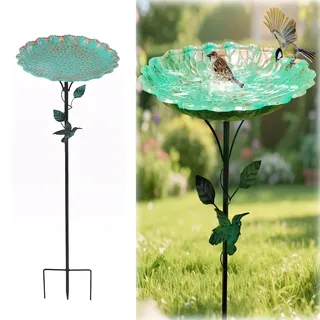 Vogelbad für Garten Metall Vogeltränke Stehend Garten Deko Groß 82cm, Wasserschale für Wildvögel, Wassertränke Für Vögel, Gartendeko Draußen, Wasserstelle, Vogeltränke Winterfest Frostsicher (B)