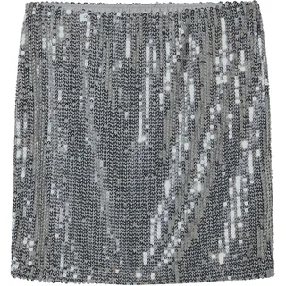 ESMARA® Damen Pailletten-Minirock (Silber, L(44/46))