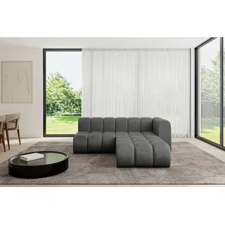 altdecor Eckcouch Samt 3-Sitzer Dunkelgrau