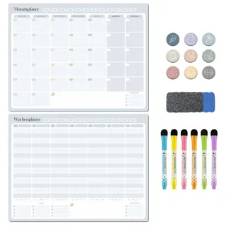 BIROYAL Selbstklebender Wochenplaner, abwischbar, Whiteboard, Planungsboard, haftet auf allen glatten Oberflächen, undatierter Wandkalender, Plane...