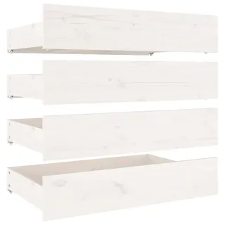 vidaXL 4x Bettschublade Bettkasten Bettschubkasten Schubkasten Unterbettschublade Bettschubladen Schublade Schlafzimmer Weiß Massivholz Kiefer