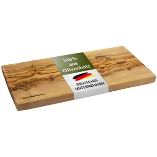 NATUREHOME Olivenholz Schneidebrett Massiv – Servierbrett & Frühstücksbrett aus Echtholz, Handgefertigt, Nachhaltig, ca. 35 x 18 x 2 cm