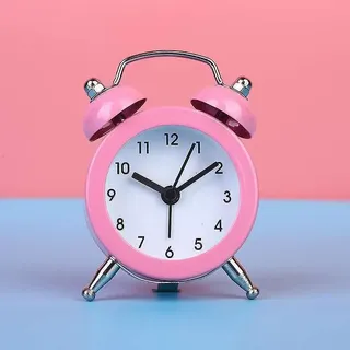 2-teiliger Rosa Doppelglockenwecker, Retro-nachttischwecker, Geräuschlos, Batteriebetrieben, Analoger Wecker Mit Nachtlicht Für Schlafzimmer Und Reisen