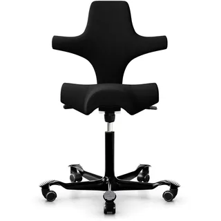 HÅG Capisco 8106 Bürostuhl Xtreme EXR009 schwarz Kunstfaser, Gestell weiß, Gasfeder 200 mm Sitzhöhe: 47-65,5 cm, ohne Fußring, Fußkreuz in Gestellfarbe, Rollen für Harte Böden