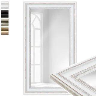 WANDStyle großer Spiegel Weiß, Barock Spiegel, großer Wandspiegel Vintage 40x70 cm, Hängespiegel groß, Badspiegel Holz, Flurspiegel Wand, Standspiegel, Mirror H550 - Made in Germany