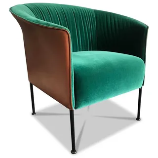 Wittmann Relaxsessel Sessel Lilian Lounge Casual Stoff Velvet Verde Grün Außen Leder Siena braun
