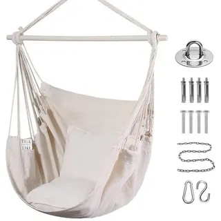 LuxusKollektion Hängesessel Hängesessel Baumwolle Sitzkissen Outdoor Erwachsene 330lbs Beige
