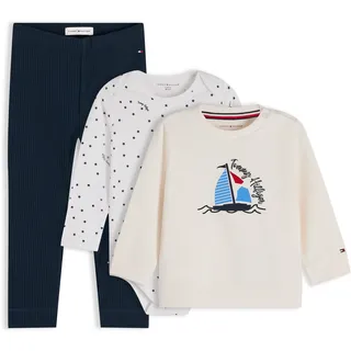 Tommy Hilfiger Neugeborenen-Geschenkset TOMMY HILFIGER, Mädchen, Gr. 86, beige (weiß), Jersey, Obermaterial: 95% Baumwolle, 5% Elasthan, unifarben, KOB Set-Artikel, Shirt, Body & Jerseyhose für Babys