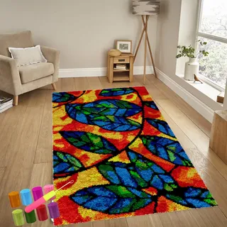 Knüpfteppich Zum Selber Knüpfen-Sets Groß Latch Hook Rug, Handarbeit Selbst Knüpfen Set, Vorgedrucktes Muster Leinwand Teppich Stickerei Handwerk Für Erwachsene Handarbeiten Diy Teppich 69 x 102 cm