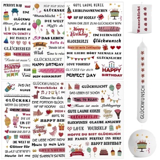 6 Pcs Geburtstag Kerzentattoos Kerzenaufkleber Kerzen Tattoo Folie Kerzensprüche kerzenaufkleber sticker Kerzen Dekorieren für Sprüche Happy Birthday