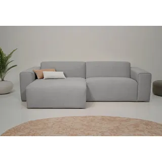 OTTO home Ecksofa Koa, 228 cm, L-Form, Modulsofa in Cord, Chenille, Struktur, Webstoff, Designsofa, weicher Lounge-Sitzkomfort, Welleunterfederung, bodentief grau