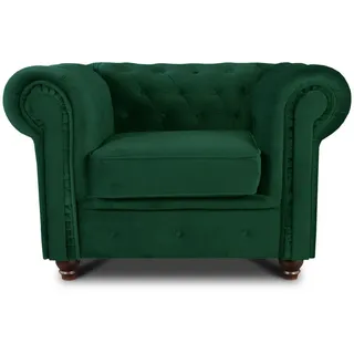 Sofnet Ohrensessel Asti 1, Chesterfield Sessel, Sofagarnitur, Glamour Couch grün