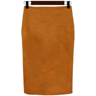 Hübscher Rock Bleistiftrock Damen Sexy Mehrfarbiger Midi-Bleistift Rock Aus Wildleder Damen Mode Elastisch Hohe Taille Büro Lady Bodycon Röcke XL Braun - XL