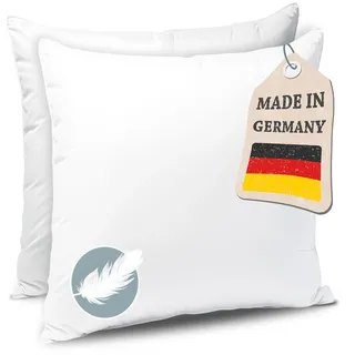 KNERST Kopfkissen Federkissen Made in Germany - Kissen mit 100% Federfüllung - Federkopfkissen mit Bezug aus Baumwolle - Ökotex-Zertifiziert - Füllkissen für erholsamen Schlaf - Kissen 50x50 2er Set