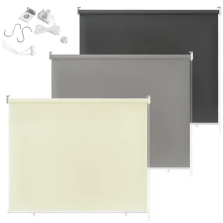 PEILU Verdunkelung Fensterrollo 100x140cm Verdunkelungsrollo Bohrmontage Rollo Seitenzugrollo UV Schutz & Lichtschutz Thermo-Rollo Außenrollos für Fenster & Tür (Beige)