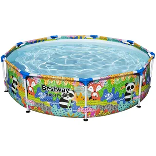 BESTWAY Steel Pro Paradise Frame Pool rund 274 x 66 cm bunt