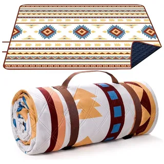 Picknickdecke Outdoor Picknickdecke 200x200cm, Tragbare Waschbar Strandunterlage, TUWENA beige|braun