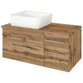 Waschbeckenunterschrank mit Aufsatz-Waschbecken Wildeichefarben