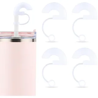 4 Stück Faltenresistente Strohkappen, Silikon Faltenresistente Strohkappen Wiederverwendbare Silikonstrohhalme Mit Kappen Seitliches Saugdesign Verhindert Das Falten Von Strohkappen