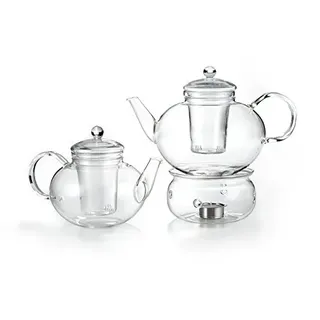 Trendglas Jena Teekanne MIKO im klassischen Design (2,0 L), inkl. Glassieb und Stövchen