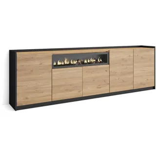 SKRAUT HOME Highboard 260 x 80 x 37 cm Eiche Schwarz