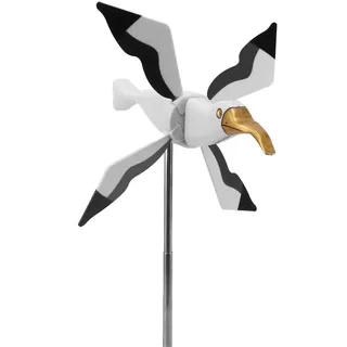 Fdit Möwen-Windmühle, Garten-Windspiel mit Fliegenden Vögeln, Kunstharz-Eisen-Material, Windmühle, Gartendekorationen, Windfänger für Hofkunst, Rasen, Gartendekoration